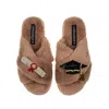 Laines London Women's Brown Classic Laines Slippers With Graduation Brooches - Toffee In Brown