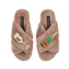 Laines London Women's Brown Classic Laines Slippers With Laines Champers & Glass Brooches - Toffee In Brown