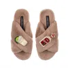 Laines London Women's Brown Classic Laines Slippers With Laines Tequila Slammer Brooches - Toffee In Brown