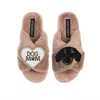 Laines London Women's Brown Classic Laines Slippers With Little Sausage & Dog Mum / Mom Brooches - Toffee In Brown