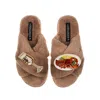 Laines London Women's Brown Classic Laines Slippers With Lobster Platter & Glass Of Fizz Brooches - Toffee In Brown