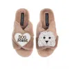 Laines London Women's Brown Classic Laines Slippers With Queenie & Dog Mum / Mom Brooches - Toffee In Brown