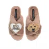 Laines London Women's Brown Classic Laines Slippers With Skip The Golden Lab & Dog Mum / Mom Brooches - Toffee In Brown