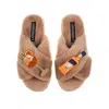 Laines London Women's Brown Classic Laines Slippers With Summer Spritzer Brooches - Toffee In Brown