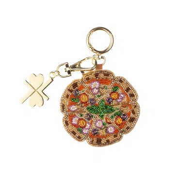 Laines London Women's Brown / Gold  X Juliet Sear Pizza Lover Hand-beaded Bag Charm In Multi