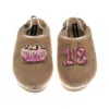 Laines London Women's Brown / Gold / Neutrals Flatform Cloud Slippers With 18th Birthday & Cake Brooches - Toffee In Brown
