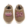Laines London Women's Brown / Gold / Neutrals Flatform Cloud Slippers With 50th Birthday & Cake Brooches  Toffee In Brown