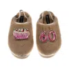 Laines London Women's Brown / Gold / Neutrals Flatform Cloud Slippers With 60th Birthday & Cake Brooches - Toffee In Multi