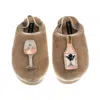Laines London Women's Brown / Gold / Neutrals Flatform Cloud Slippers With Angelic Rose Wine Brooches - Toffee In Multi