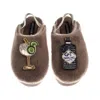 Laines London Women's Brown / Gold / Neutrals Flatform Cloud Slippers With Botanical Gin & Glass Brooches - Mink In Brown