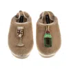 Laines London Women's Brown / Gold / Neutrals Flatform Cloud Slippers With Bubbles Darling Brooches - Toffee In Brown