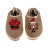 Laines London Women's Brown / Gold / Neutrals Flatform Cloud Slippers With Christmas White Greyhound & Paw Brooche In Brown