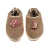 Laines London Women's Brown / Gold / Neutrals Flatform Cloud Slippers With Cowgirl Hat & Cowgirl Boots Brooches -  In Multi