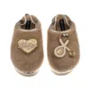 Laines London Women's Brown / Gold / Neutrals Flatform Cloud Slippers With Doctor Brooches - Toffee In Brown