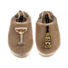 Laines London Women's Brown / Gold / Neutrals Flatform Cloud Slippers With Dom Darling Champagne Brooches - Toffee In Brown