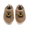 Laines London Women's Brown / Gold / Neutrals Flatform Cloud Slippers With Double Honey Bee Brooches - Toffee In Brown