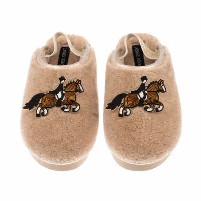 Laines London Women's Brown / Gold / Neutrals Flatform Cloud Slippers With Dressage Horse Brooches - Toffee