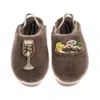 Laines London Women's Brown / Gold / Neutrals Flatform Cloud Slippers With Oysters & Glass Of Fizz Brooches - Mink In Multi