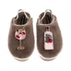 Laines London Women's Brown / Gold / Neutrals Flatform Cloud Slippers With Pink Gin & Glass Brooches - Mink In Animal Print