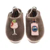 Laines London Women's Brown / Gold / Neutrals Flatform Cloud Slippers With Pink Rosa & Grapefruit Gin Brooches - M In Brown