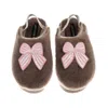 Laines London Women's Brown / Gold / Neutrals Flatform Cloud Slippers With Pink Stripe Bow Brooches - Mink In Multi