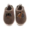 Laines London Women's Brown / Gold / Neutrals Flatform Cloud Slippers With Riding Hat & Horse Brooches - Mink In Brown