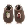 Laines London Women's Brown / Gold / Neutrals Flatform Cloud Slippers With Tequila Slammer Brooches - Mink In Multi