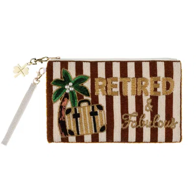 Laines London Women's Brown / Gold / White  Brown & White Retired & Fabulous Hand Beaded Pouch In Brown/gold/white