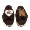 Laines London Women's Brown / Neutrals Boucle Slippers With Cat Mum/mom & Maine Coon Cat Brooches - Chocolate In Brown