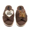 Laines London Women's Brown / Neutrals Boucle Slippers With Cat Mum/mom & Maine Coon Cat Brooches - Mink In Brown