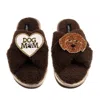 Laines London Women's Brown / Neutrals Boucle Slippers With Dog Mum/mom & Apricot Cockapoo Brooches - Chocolate In Brown