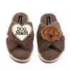 Laines London Women's Brown / Neutrals Boucle Slippers With Dog Mum/mom & Apricot Cockapoo Brooches - Mink In Brown