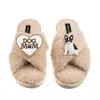 Laines London Women's Brown / Neutrals Boucle Slippers With Dog Mum/mom & Black/white Sitting French Bulldog Brooc In Brown