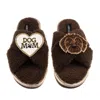 Laines London Women's Brown / Neutrals Boucle Slippers With Dog Mum/mom & Chocolate Cockapoo Brooches - Chocolate In Brown