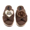 Laines London Women's Brown / Neutrals Boucle Slippers With Dog Mum/mom & Chocolate Cockapoo Brooches - Mink In Brown