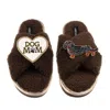 Laines London Women's Brown / Neutrals Boucle Slippers With Dog Mum/mom & Dapple Dachshund Brooches - Chocolate In Brown