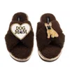 Laines London Women's Brown / Neutrals Boucle Slippers With Dog Mum/mom & Fawn Sitting French Bulldog Brooches - C In Brown