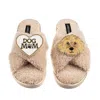Laines London Women's Brown / Neutrals Boucle Slippers With Dog Mum/mom & Golden Cockapoo Brooches - Oatmeal In Brown