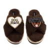 Laines London Women's Brown / Neutrals Boucle Slippers With Dog Mum/mom & Rottweiler Brooches - Chocolate In Brown