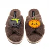 Laines London Women's Brown / Neutrals Boucle Slippers With Limited Edition Laines Loveables Pumpkin & Cauldron Ha In Brown