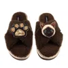 Laines London Women's Brown / Neutrals Boucle Slippers With Paw & Siamese Cat Brooches - Chocolate In Brown
