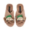 Laines London Women's Brown / Neutrals Classic Laines Christmas Collection Slippers With Double Cream & Gold Chris In Brown
