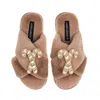 Laines London Women's Brown / Neutrals Classic Laines Christmas Collection Slippers With Double Gold & Silver Cand In Brown