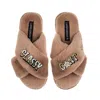 Laines London Women's Brown / Neutrals Classic Laines Slippers With Classy Cunt Brooches - Toffee In Brown