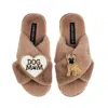 Laines London Women's Brown / Neutrals Classic Laines Slippers With Dog Mum/mom & Fawn Sitting French Bulldog Broo In Brown