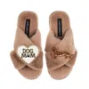 Laines London Women's Brown / Neutrals Classic Laines Slippers With Dog Mum/mom & Red Dachshund Brooches - Toffee In Multi