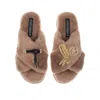 Laines London Women's Brown / Neutrals Classic Laines Slippers With Hairdresser Brooches - Toffee In Brown