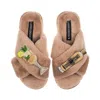 Laines London Women's Brown / Neutrals Classic Laines Slippers With Hugo Spritz Brooches - Toffee In Brown