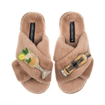 Laines London Women's Brown / Neutrals Classic Laines Slippers With Hugo Spritz Brooches - Toffee