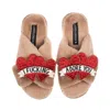 Laines London Women's Brown / Neutrals Classic Laines Slippers With I Fucking Adore You Brooches - Toffee In Brown
